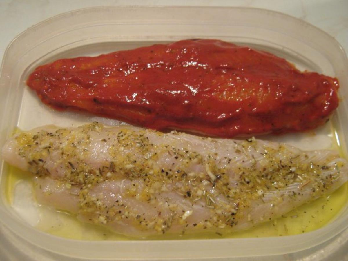 roter und gelber Fisch mit Reis und Pilzen - Rezept - Bild Nr. 5