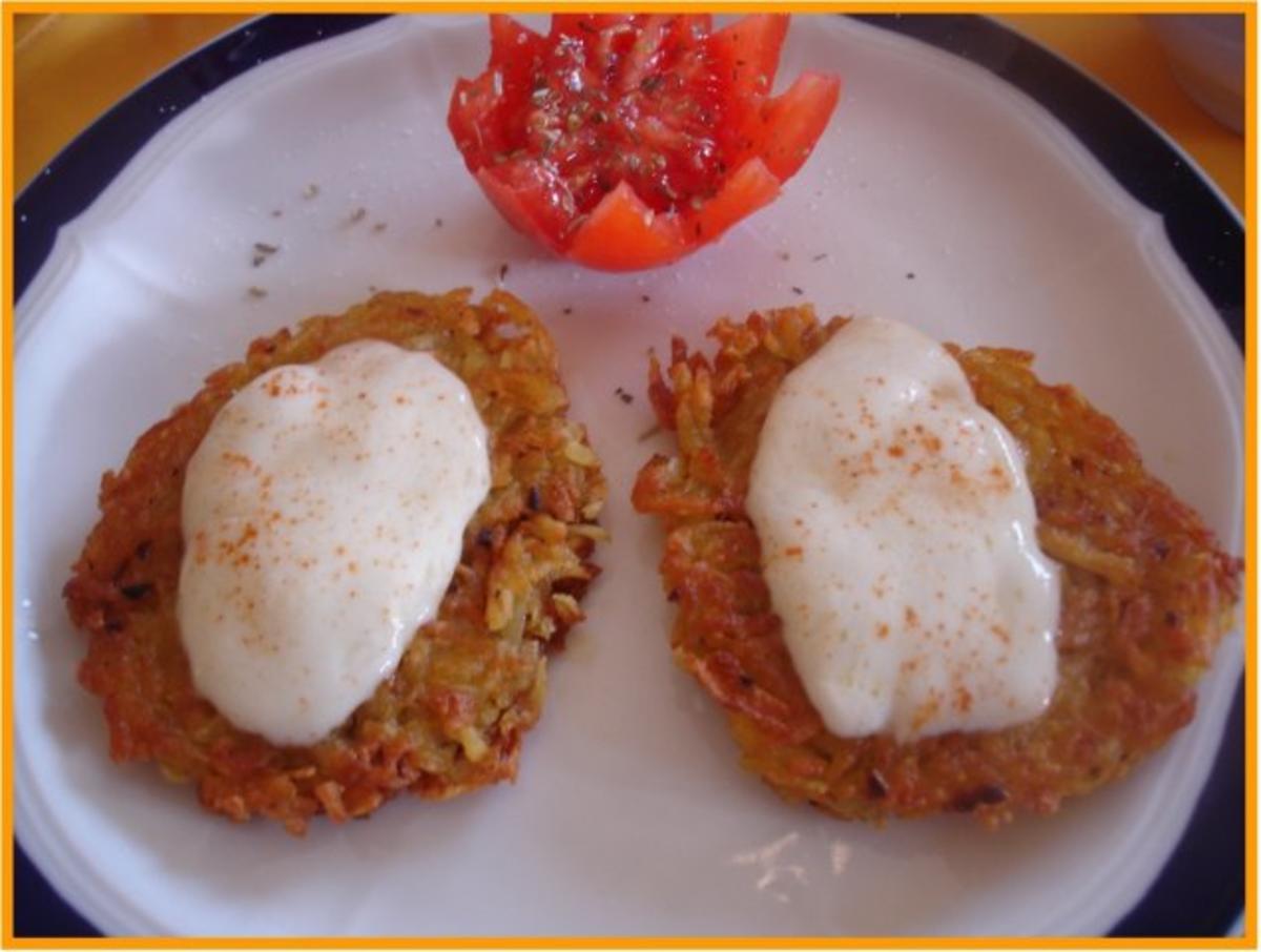 Bilder für Kartoffelrösti mit Mozzarella und Tomatensalat - Rezept