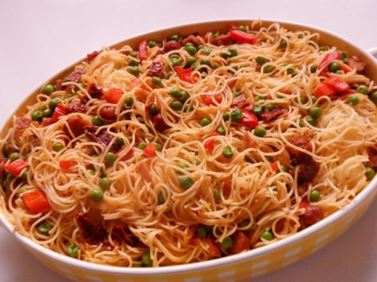 Ofengerichte: Spaghetti-Auflauf mit zweierlei Käse, Cabanossi und Erbsen - Rezept - Bild Nr. 10