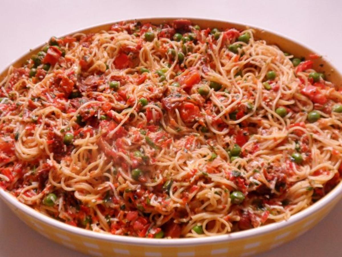 Ofengerichte: Spaghetti-Auflauf mit zweierlei Käse, Cabanossi und Erbsen - Rezept - Bild Nr. 11