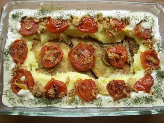 Rezept: Schollenfilet im Kartoffelbrei-Tomaten-Senfsahne-Nest Bild Nr. 2 Schollenfilet im Kartoffelbrei-Tomaten-Senfsahne-Nest - Rezept - Bild Nr. 2