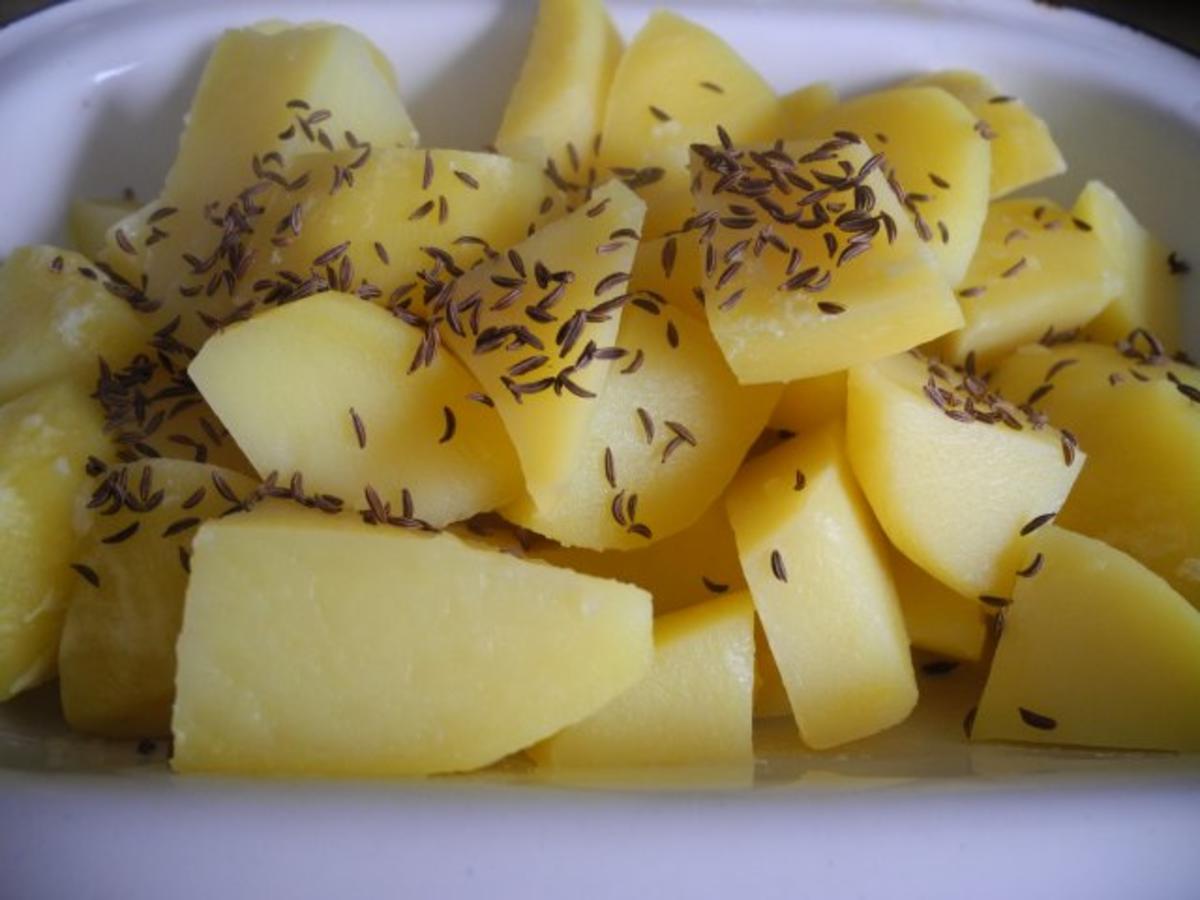 Vegan : Kichererbsen - Röstis auf gesahnten grünen Bohnen und Kümmelkartoffeln - Rezept - Bild Nr. 2