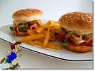 Hausgemachte Hamburger mit Pommes (ړײ) - Rezept