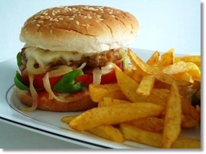 Hausgemachte Hamburger mit Pommes (ړײ) - Rezept - kochbar.de