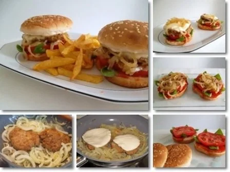 Hausgemachte Hamburger mit Pommes (ړײ) - Rezept - Bild Nr. 3