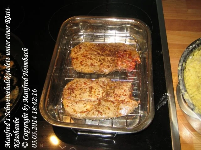 Fleisch – Manfred’s Schweinehalskotelett unter einer Rösti-Käsehaube - Rezept - Bild Nr. 6