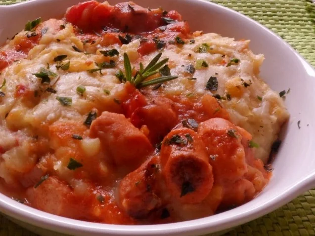 Auflauf/Gratin: Mediterranes Wurstgulasch überbacken mit Parmesan-Kartoffelpüree - Rezept - Bild Nr. 22