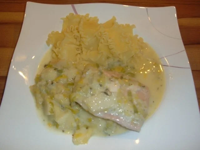 Rezept: Fisch . Lachs mit Porree - Apfel - Gemüse Bild Nr. 2 Fisch . Lachs mit Porree - Apfel - Gemüse - Rezept - Bild Nr. 2