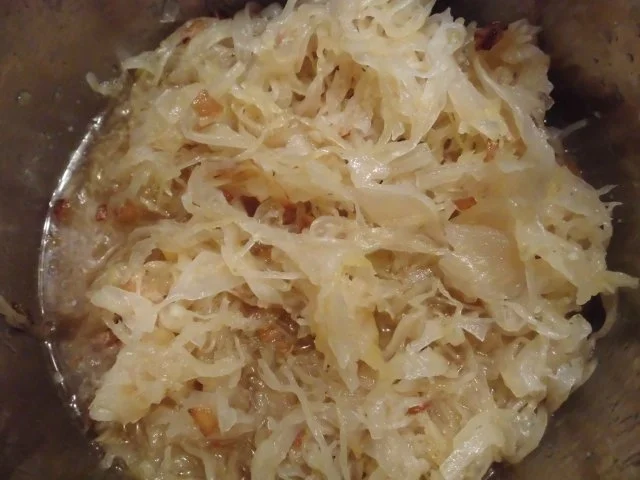 Eisbein im Sud gegart, traditionell mit Kraut und Speck - Stampf - Rezept - Bild Nr. 6