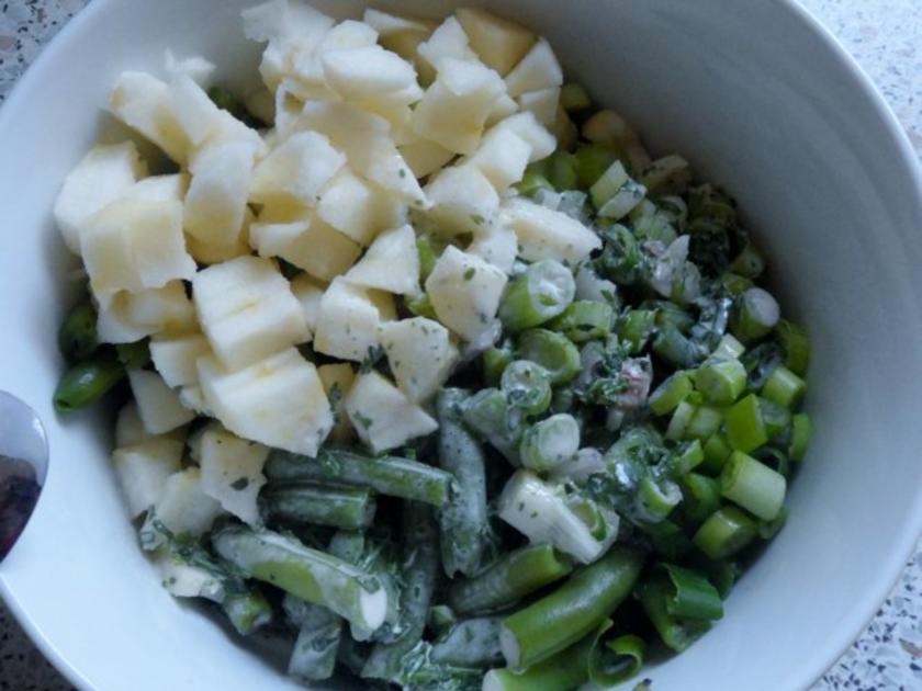Salat: Frühlingsfrischer Apfel-Bohnen-Salat mit Zitronen-Sahne-Dressing ... Salat: Frühlingsfrischer Apfel-Bohnen-Salat mit Zitronen-Sahne-Dressing ...