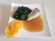 Seelachs mit Zitrus-Malzsoße und Spinat - Rezept