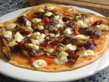 Spanische Pizza mit Austerpilze,Paprika,Ziegenkäse und Iberico Schinken - Rezept