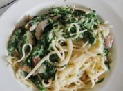 Spaghetti mit Pilz-Spinat-Sahne-Soße - Rezept
