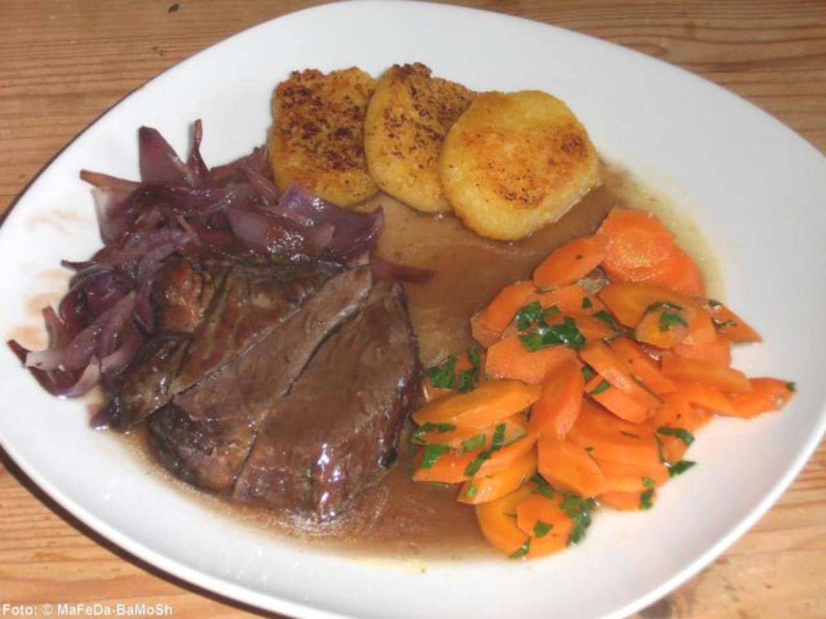 Bilder für Rinderbraten mit Rotweinzwiebeln - Rezept