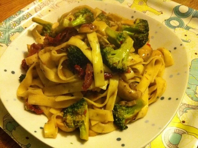 Rezept: Tagliatelle mit Brokkoli und Pilzen Tagliatelle mit Brokkoli und Pilzen - Rezept