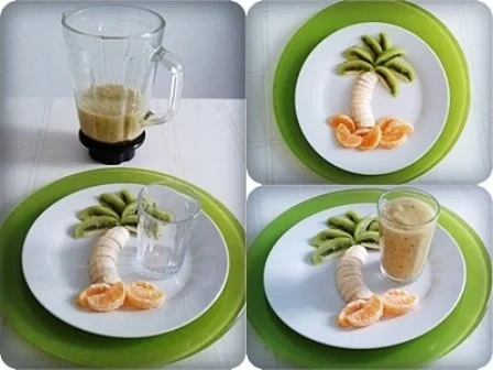 Kreatives Obst Dessert und fruchtiger Smoothie unter den „Palmen“ - Rezept - Bild Nr. 14