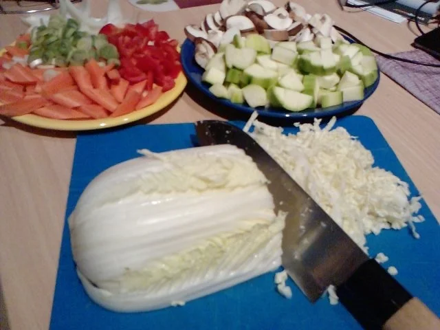 KLEINE KÜHE FALLEN HOP SING IN DIE HÄNDE UND DEN WOK – NUDEL – KALBFLEISCHWOK VERSCHÄRFT - Rezept - Bild Nr. 5