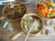 Vegan : Gyros + Kümmelsauerkraut + Möhren - Kartoffel - Pastinaken - Mix - Rezept