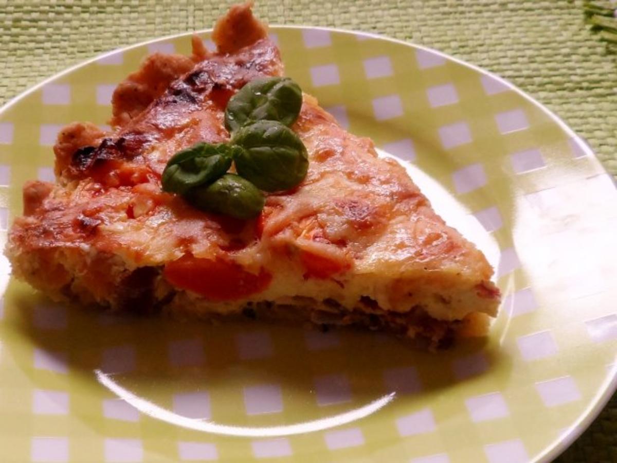 Tarte/Quiche: Balsamico-Zwiebel-Tarte mit Ziegenkäse und Tomaten - Rezept - Bild Nr. 16