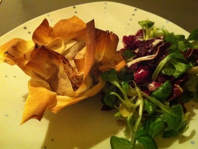 Filoteigpäckchen mit Fenchel-Pilz-Tomatenfüllung - Rezept