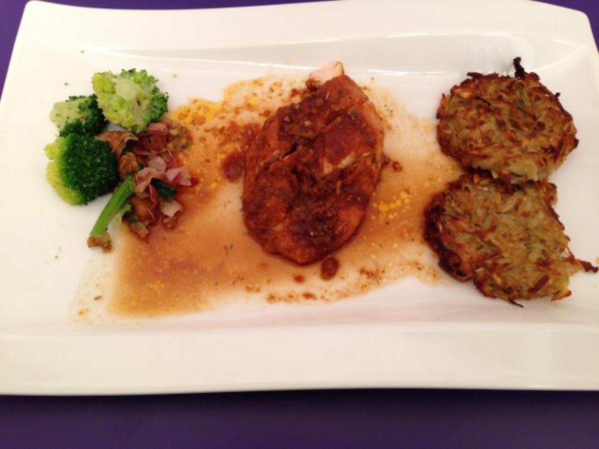 Poulardenbrust mit Pastinaken-Rösti und Brokkolini - Rezept - kochbar.de