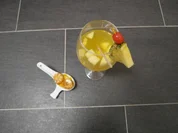 Gebratene Garnelen auf frischer Mango mit Crème Fraîche - Rezept