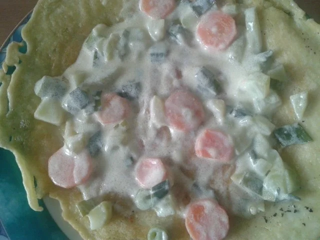 suessebienes  gefüllte zucinni möhren lauchzwiebeln   pfannkuchen - Rezept