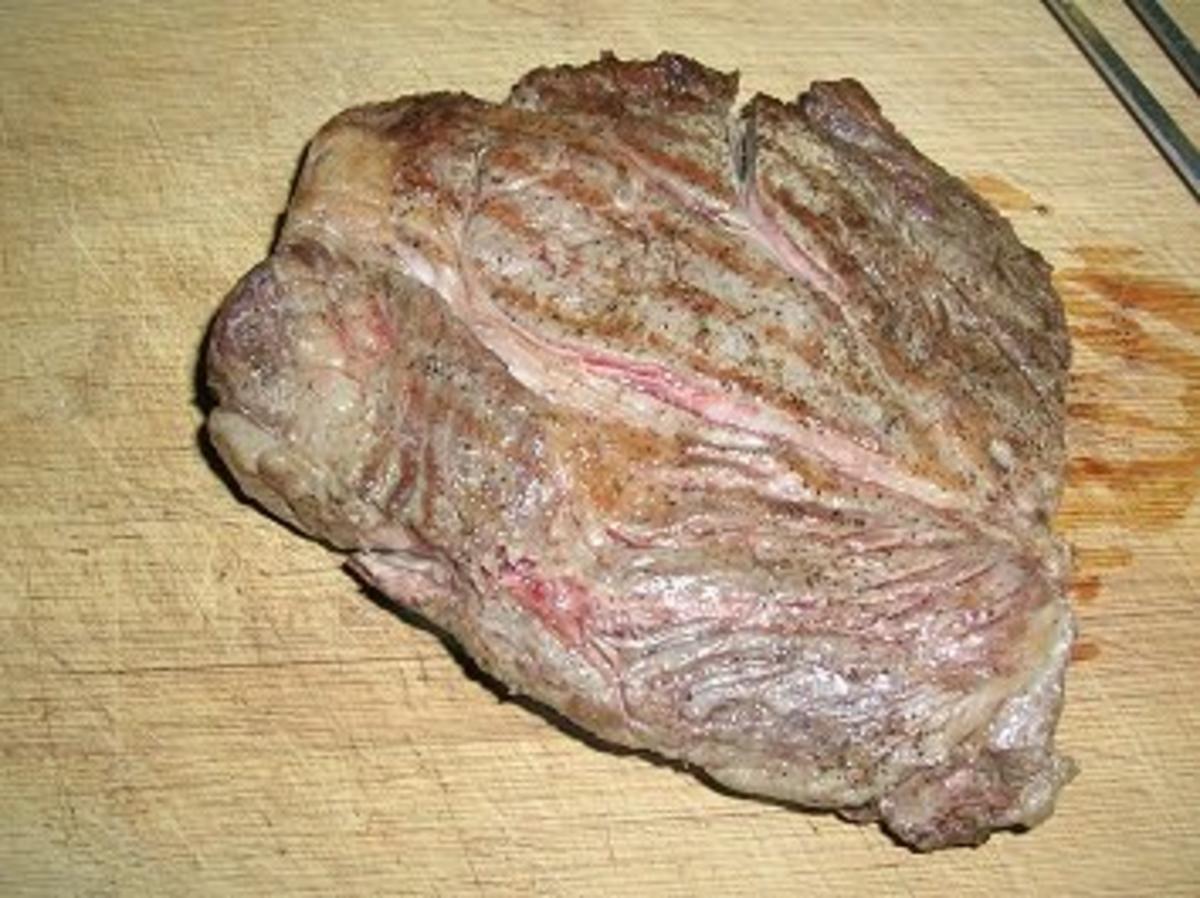 US Chuck Eye Steak mit Kräuterseitlingen und Rissolee Kartöffelchen - Rezept - Bild Nr. 5