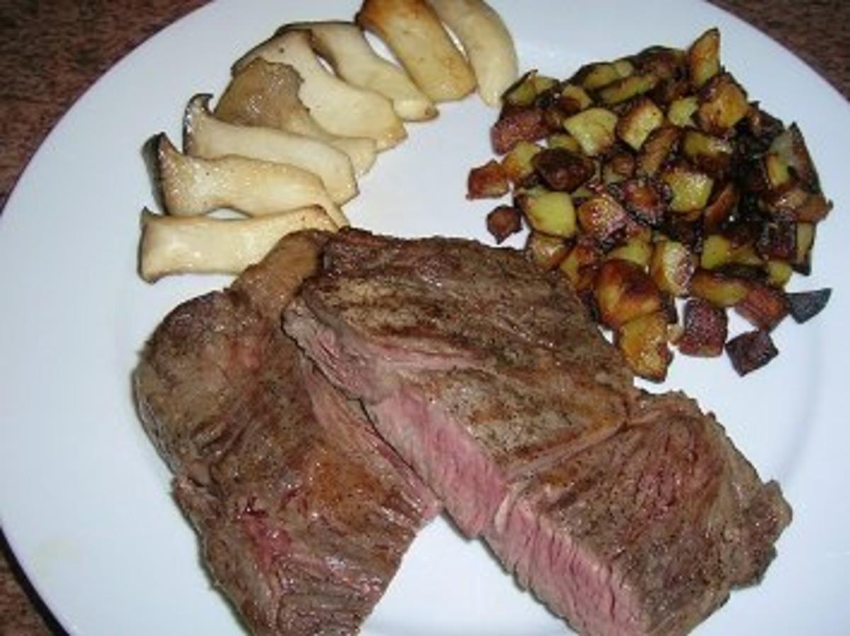 US Chuck Eye Steak mit Kräuterseitlingen und Rissolee Kartöffelchen - Rezept - Bild Nr. 2