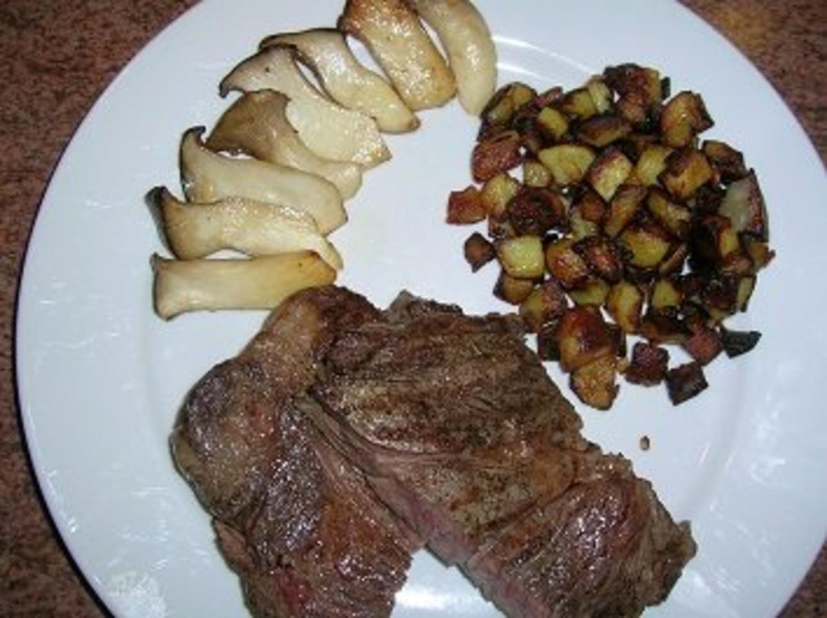 US Chuck Eye Steak mit Kräuterseitlingen und Rissolee Kartöffelchen - Rezept - Bild Nr. 6