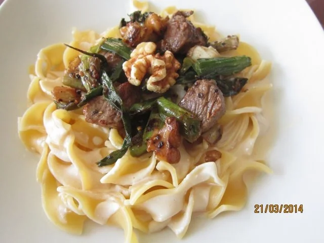 Bandnudeln mit Rinderfilet und Mascarpone - Rezept