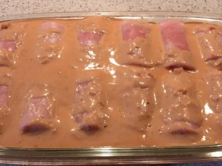 Rezept: Schinken-Hackröllchen mit Käse überbacken Bild Nr. 3 Schinken-Hackröllchen mit Käse überbacken - Rezept - Bild Nr. 3