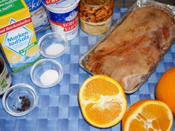 Ente mit Orangen-Pfifferling-Sahne Sauce - Rezept - Bild Nr. 2