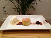 Schokoladen-Lavendel-Brownie mit Kürbiskerneis - Rezept