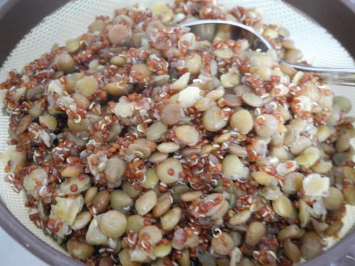 Vegan : Seitan - Paprika - Porree - Pfanne mit rotem Quinoa und Linsen - Rezept - Bild Nr. 10