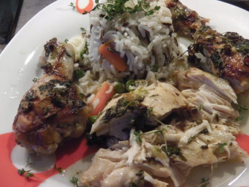Frühlings Brathuhn mit Zitronen Kräuterbutter Pulled Chicken - einfach ...