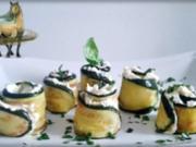 Party  Zucchiniröllchen mit Frischkäse gefüllt - Rezept