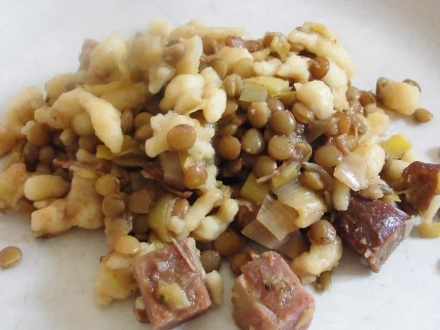 Spätzle, Linsen und Kasseler - Rezept