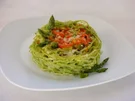 Überbackene Spaghetti-Nester mit Spargel, Bärlauch, Hühnerfleisch.. - Rezept