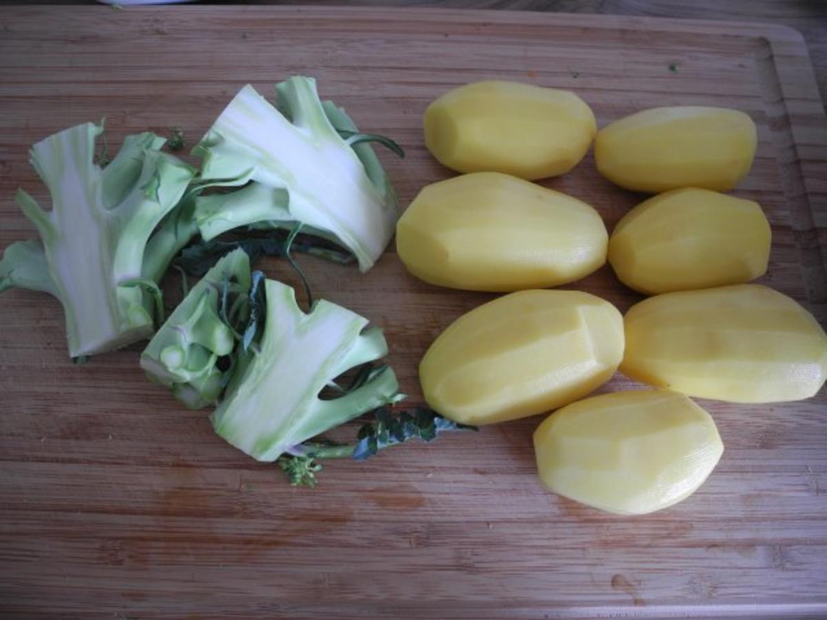 Vegan : Kartoffel - Broccoli - Stampf mit gebratenen Grünkern - Nuss - Bratlingstreifen - Rezept - Bild Nr. 3