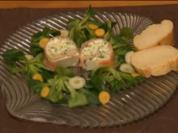 Terrine mit Lachs, geräucherter Forelle  und Grüner Soße an Feldsalat - Rezept