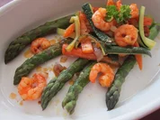 Spargelplatte mit Garnelen ,Möhren und Zucchinis - Rezept