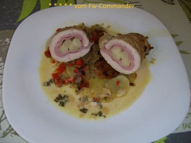 Hühnerröllchen mit Spargel-Schinken-Füllung an Paprika-Bratkartoffeln - Rezept - Bild Nr. 16