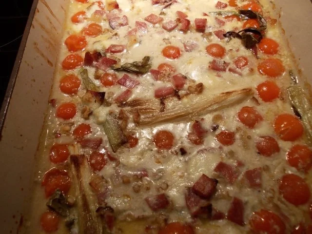 Gebackener Chicoree mit Tomaten in Gorgonzola-Schinken-Walnußsoße - Rezept - Bild Nr. 9