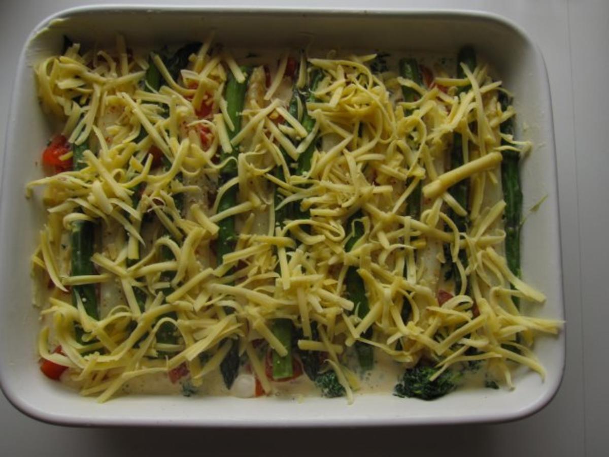 Spargelauflauf mit Spinat, Tomaten und Lachs - Rezept - Bild Nr. 8