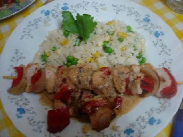 Hähnchenbrustfiletschaschlik mit Erdnusssauce und Gemüsereis - Rezept - Bild Nr. 12