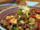 Paprika-Hackpfanne mit Ziegenfeta - Rezept