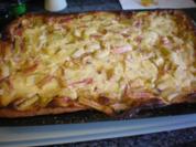 Kuchen: Rhabarberkuchen mit Grießpudding - Rezept