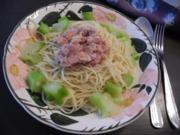 Fisch : Reisspaghetti mit Thunfisch und Broccoli - Rezept