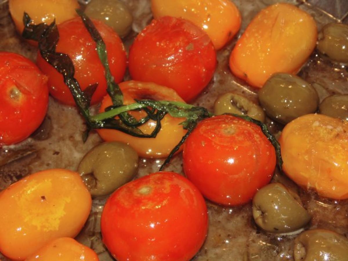 Schwertfisch u. Seeteufel mit NT gegart, dazu Kartoffelsalat und Cerrytomaten in Balsamico - Rezept - Bild Nr. 2